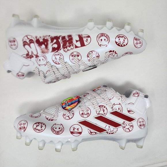 Adidas Freak 22 Mens 10 White Red Big Mood DSG SM Emojis Logo Spell Out - Picture 4 of 8